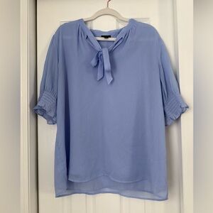 Ann Taylor Light Blue Blouse with Bow Detail